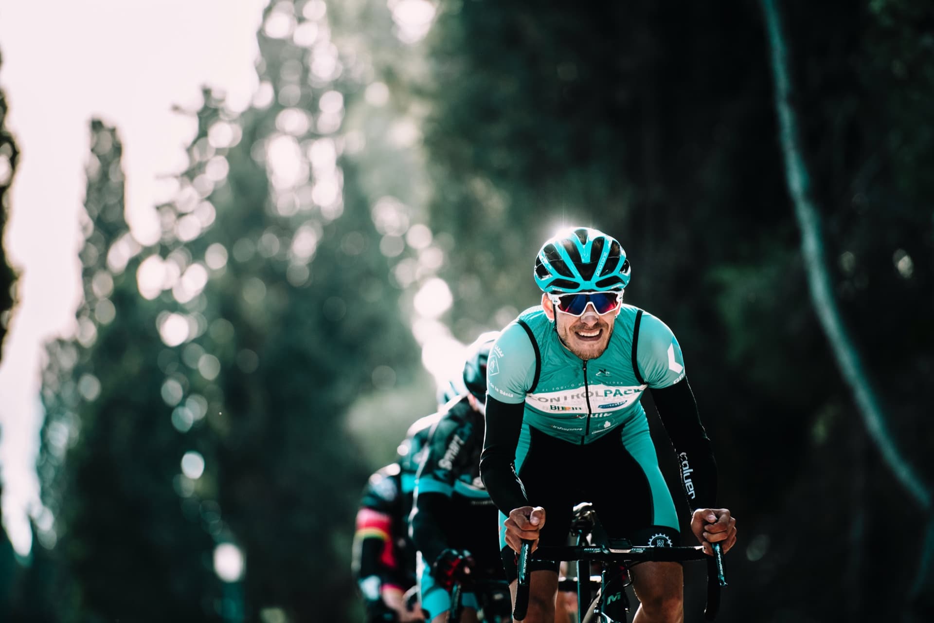 Cyclist competing in a road race